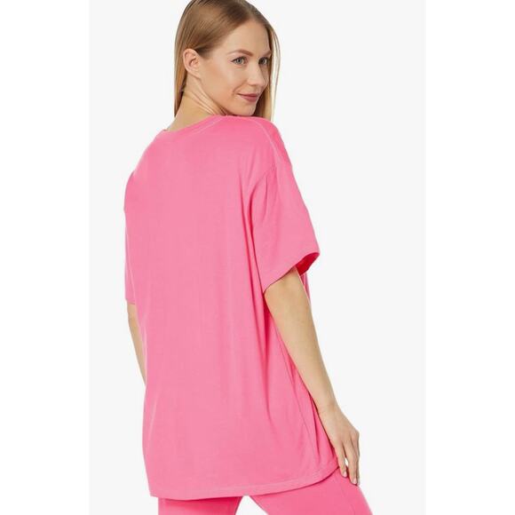 Champion Womens Size M Joyful Pink Classic Oversized Crewneck Logo Tee T-Shirt - Picture 3 of 12